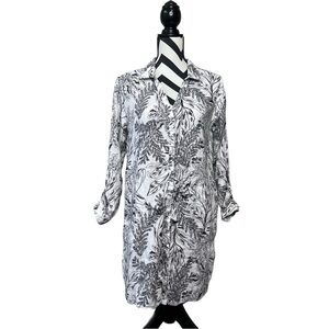 Tahari 100% Linen Tropical Botanical Sz S Button-Down Front Dress